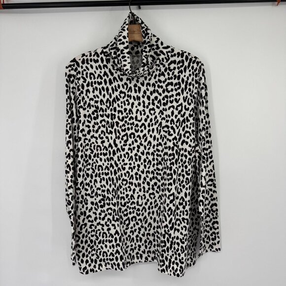 Lands End Womens Leopard Print Long Sleeve Turtleneck Top size 1X shaped fit - Picture 7 of 12